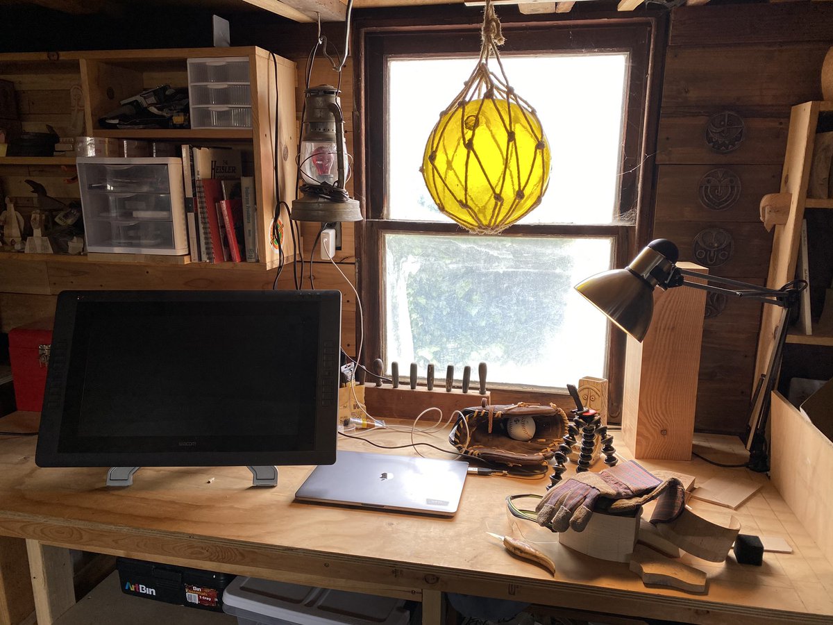whittlewoodshop's tweet photo. My new Disney Animation desk is ready to go! Found a nice place in the woodshop to work from home!!! Not too bad, Iโd say. *Iโd love to see people post pics of their work from home creative spaces!!#workfromhomedesk #disneyanimation #storyboarding #makingamovieduringapandemic https://t.co/FyugNI6Oba