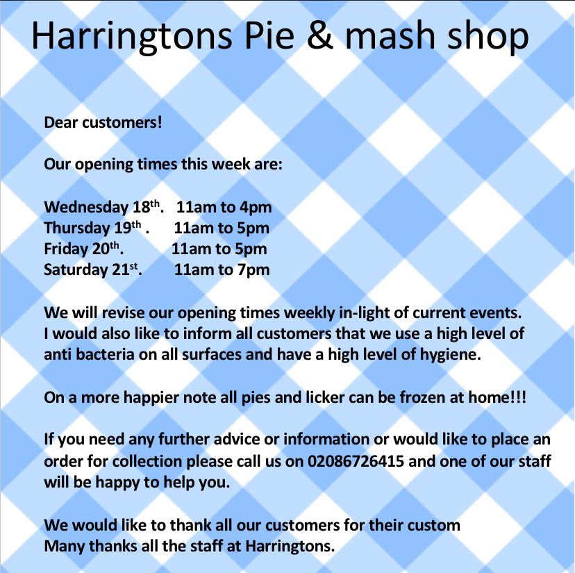 Harringtons Pie Mash (@harringtonspie) on Twitter photo 
