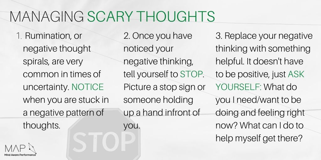 We know we have been having some unwelcome scary thoughts these days. 
We find this technique incredibly helpful to help keep them in check. 

#StayHome #staycalm #staycurious #talkinghelps #sportpsychology