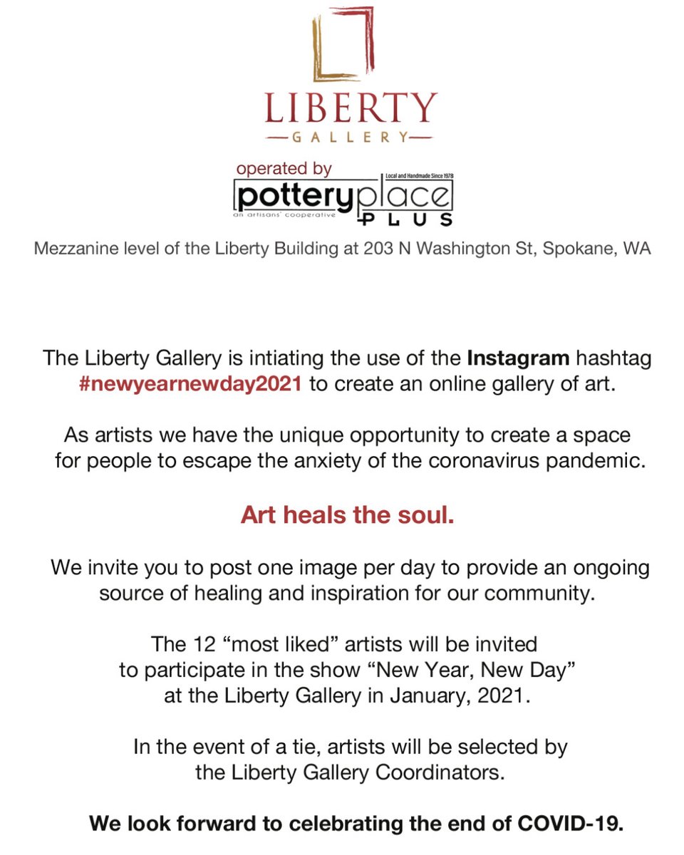 libertyspokane's tweet photo. Artists, please join us on Instagram with the #newyearnewday2021 hashtag to spread art and beauty in this chaotic time. https://t.co/qFY1FmjDjh