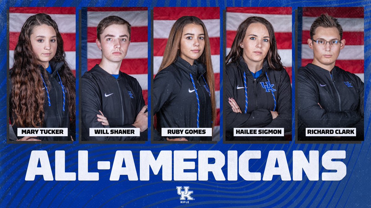 UKRifle's tweet photo. Mary Tucker, Will Shaner, Ruby Gomes, Hailee Sigmon and Richard Clark have earned All-America honors for their impressive seasons. Tucker was also named Shooter and Freshman of the Year by the Collegiate Rifle Coaches Association. #WeAreUK 

🔗 https://t.co/eyQIStSWVL https://t.co/2LlrFCwqqk