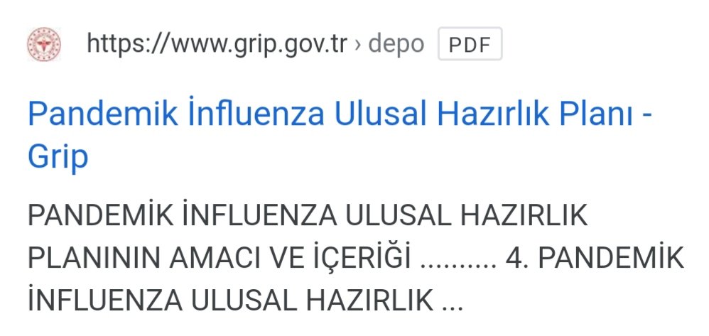 2019'da Cumhurbaşkanımız Recep Tayyip Erdoğan'ın emriyle “Pandemik İnfluenza Ulusal Hazırlık Planı” hazırlanmış.
229 sayfa olan plan, pdf halinde mevcut.
#koronavirus 
#koronaturkiye