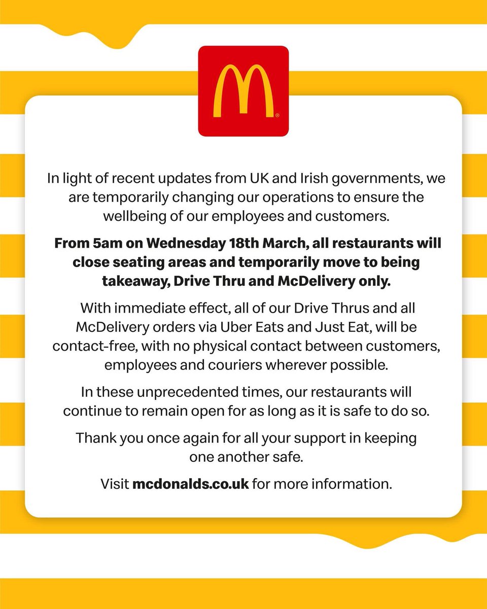 McDonald's Norwich (@McDsTuckswood) on Twitter photo 2020-03-17 20:18:48