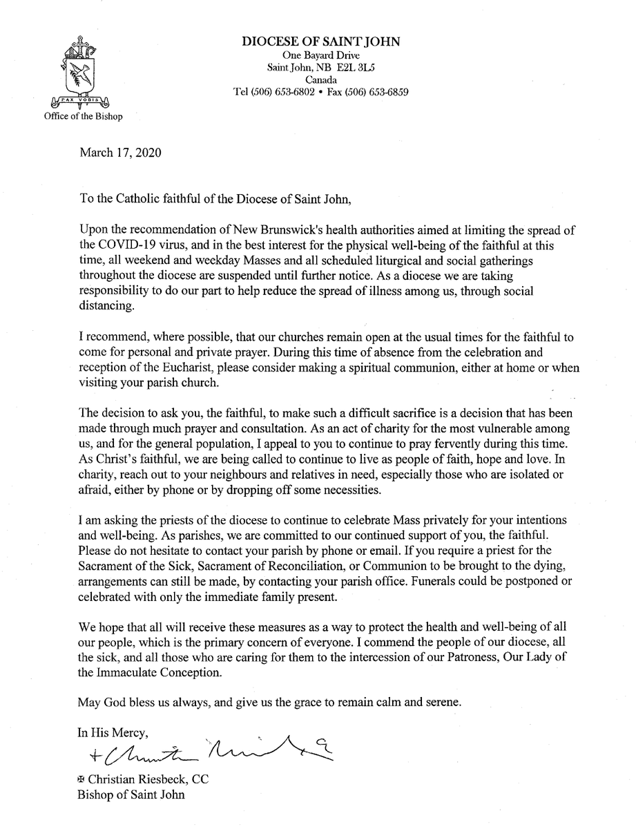 HolyRedeemerSJ's tweet image. The following is an update from Bishop Riesbeck regarding Covid-19.
holyredeemersj.com/2020/03/covid-…