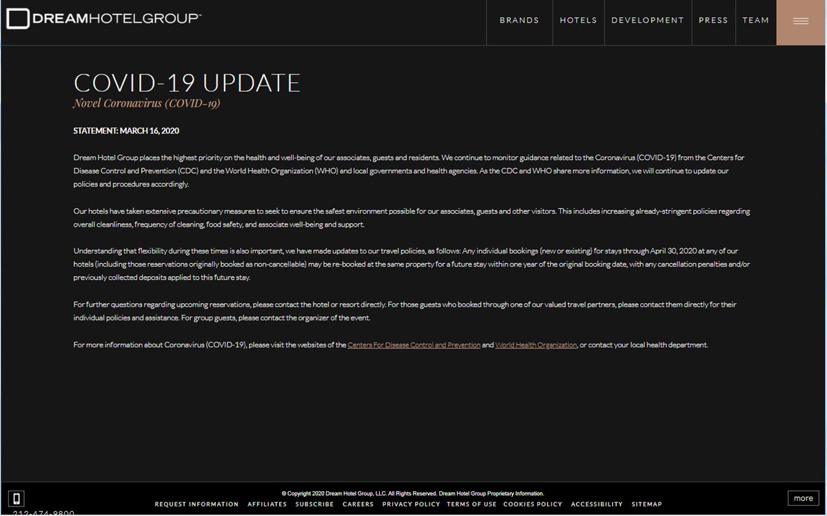 For real-time updates on how Dream Hotel Group is responding to the coronavirus (COVID-19), please visit our dedicated COVID-19 page for information on health and safety protocols, cleanliness and hygiene standards, cancellation policies and more:  dreamhotelgroup.com/covid-19-updat…