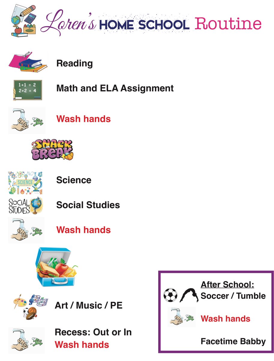 ooh_creative's tweet photo. With the local elementary school closed, my daughter has set up her own work station for her online learning in my office and we've recreated her @GarrisonMillES daily schedule. https://t.co/tzvhdxEoP1
