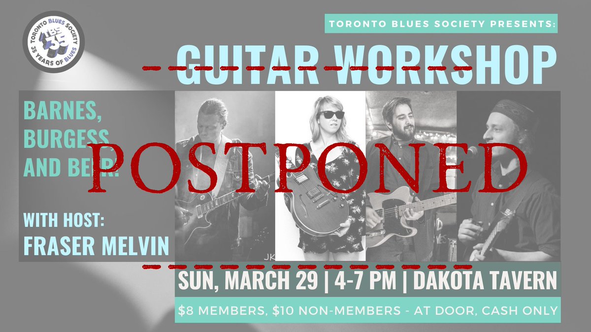 We are sad to postpone our March events due to recent developments about #COVID19. We are monitoring the news &amp; hoping to reschedule once further info is available. Follow TBS social media for future announcements. Stay safe &amp; healthy! #SocialDistancing #StayHomeCanada