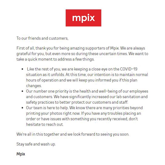 To our friends and customers.