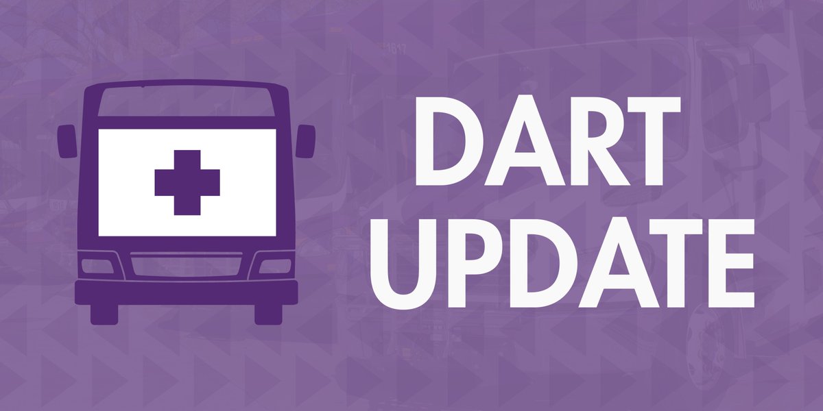 ridedart's tweet image. Effective immediately, DART is temporarily pausing all fare collection and is encouraging all riders who are able to use the back door to get on (and off) the bus. 

More information on the proactive measures DART is taking can be found at ridedart.com.