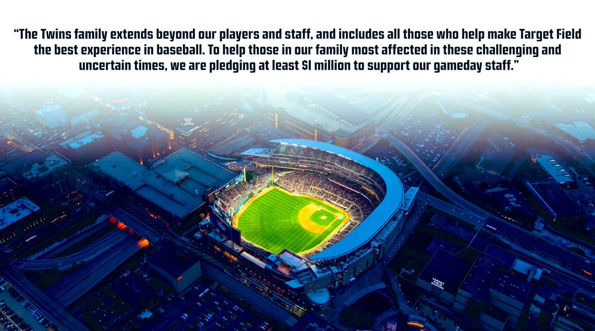 The <a href="/MLB/">MLB</a> teams are donating a total of $30 million -- $1 million each -- to assist the ballpark employees affected by the delayed start to the 2020 season. #MNTwins statement below: