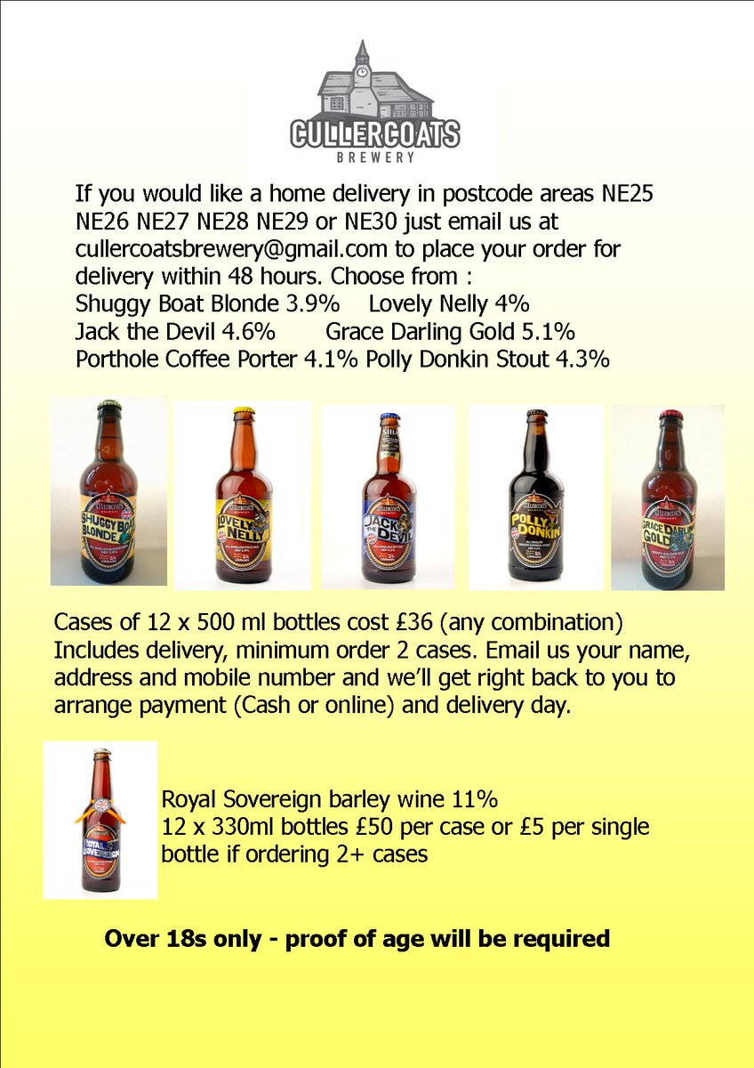We can deliver a lovely selection of bottle conditioned ales, not available in supermarkets, direct to your door NE25-NE30, if you can't get to a pub - it tastes exactly like a hand pulled beer, marvellous! #shoplocal #smallbusiness #bottleconditionebeer