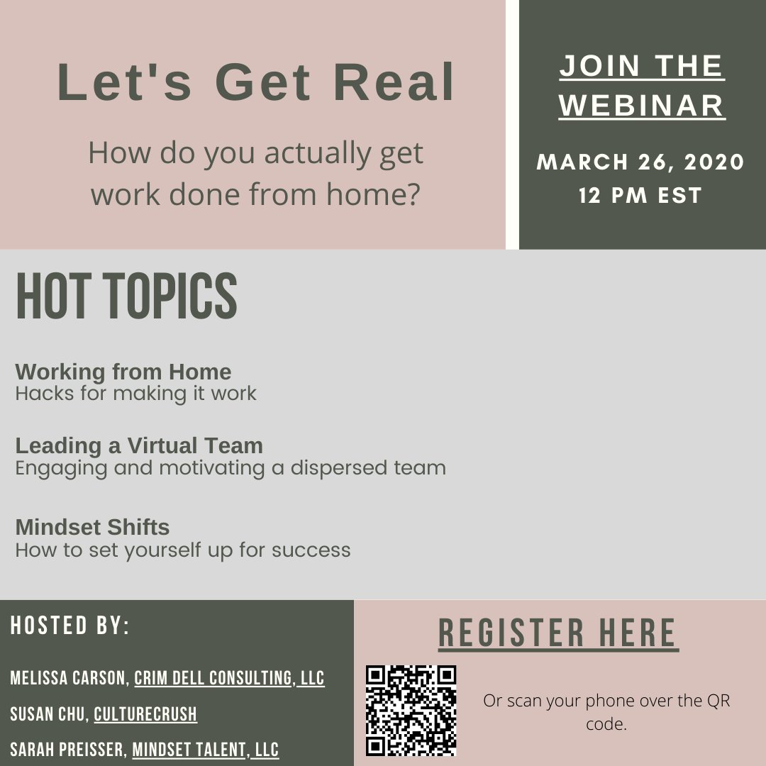 With the coronavirus, those who can are being asked to work from home (WFH). Our personal space is now our work space. Join the webinar and learn how to keep your sanity in the new WFH world. Register at meeting.zoho.com/meeting/regist…