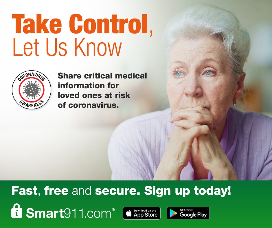 MattHebert2's tweet photo. Are you worried about #COVID19? Put your mind at ease by creating or updating your @Smart911 Safety Profile with critical information about yourself and your loved ones. https://t.co/zvX46gmXH9 #TakeControl #LetThemKnow #Smart911 #coronavirus https://t.co/GhGpGmi0Qg