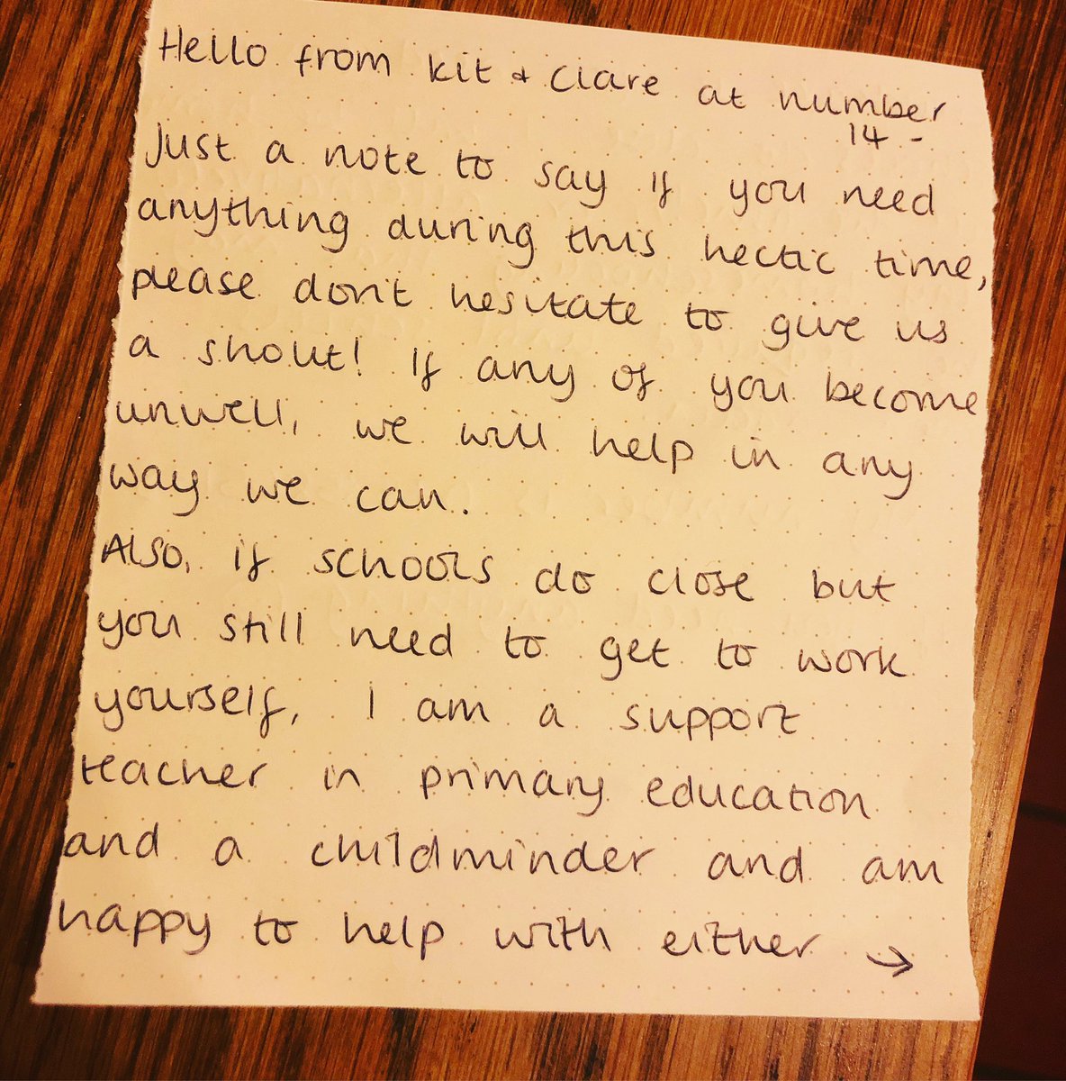 When you get home after a busy day working in a stress and germ filled school to a note from a thoughtful neighbour like this ... well that outta do it for the restoration of some faith ❤️ gave me all the warm and fuzzy feels of hope and kindness 🙌🏼 #COVID19 #QuarantineLife
