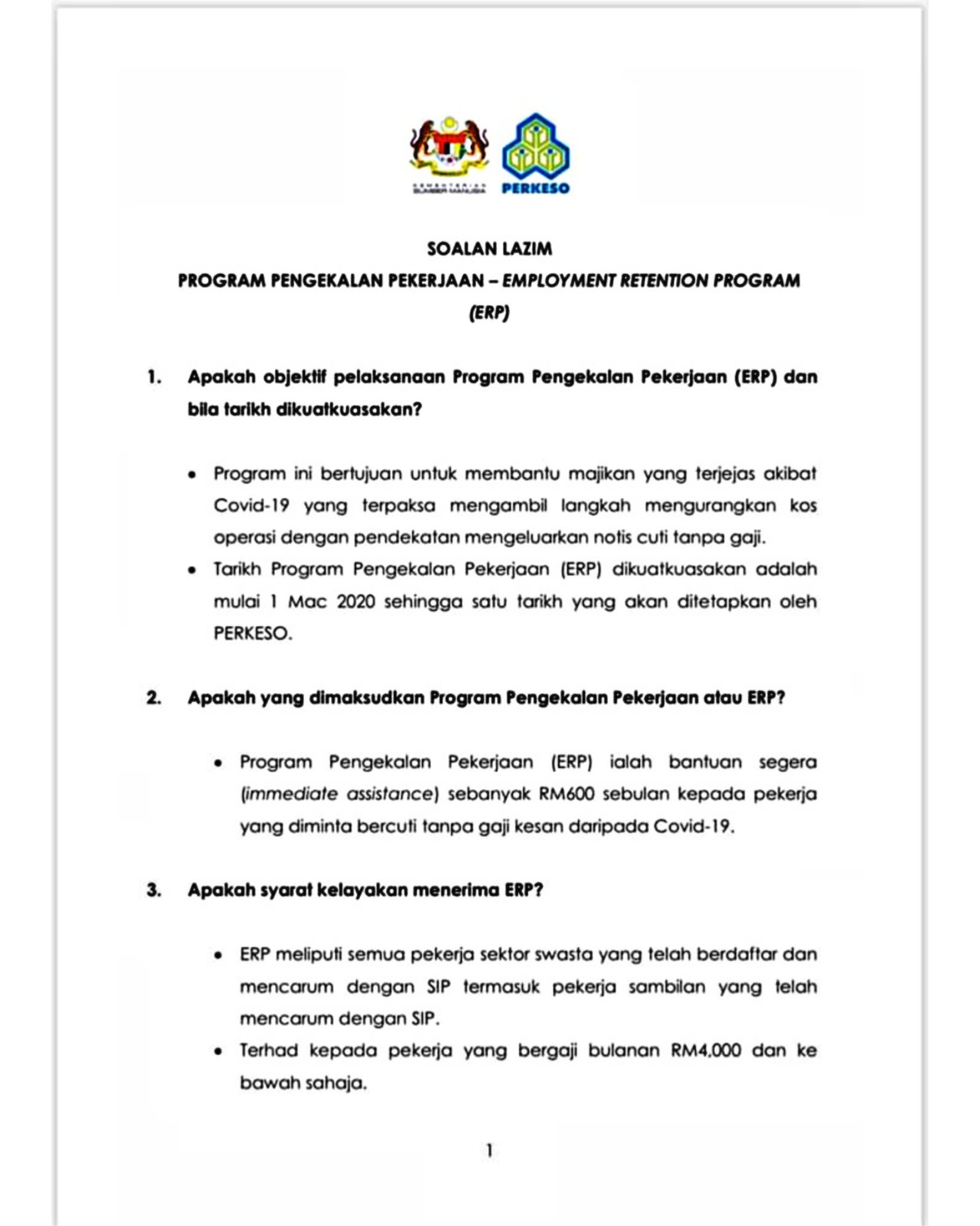 Perkeso Official Pe Twitter Program Pengekalan Pekerjaan Erp Maklumat Lanjut Mengenai Program Pengekalan Pekerjaan Erp Untuk Pekerja Yang Diberi Notis Cuti Tanpa Gaji Akibat Penularan Covid 19 Maklumat Berikut Akan Dikemaskini Dari Semasa