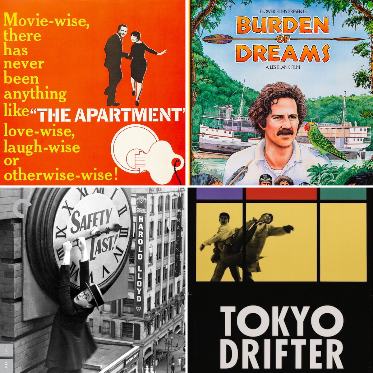 Isolation Movie #1What should I watch tonight? First response decides!The Apartment Burden of DreamsSafety LastTokyo Drifter