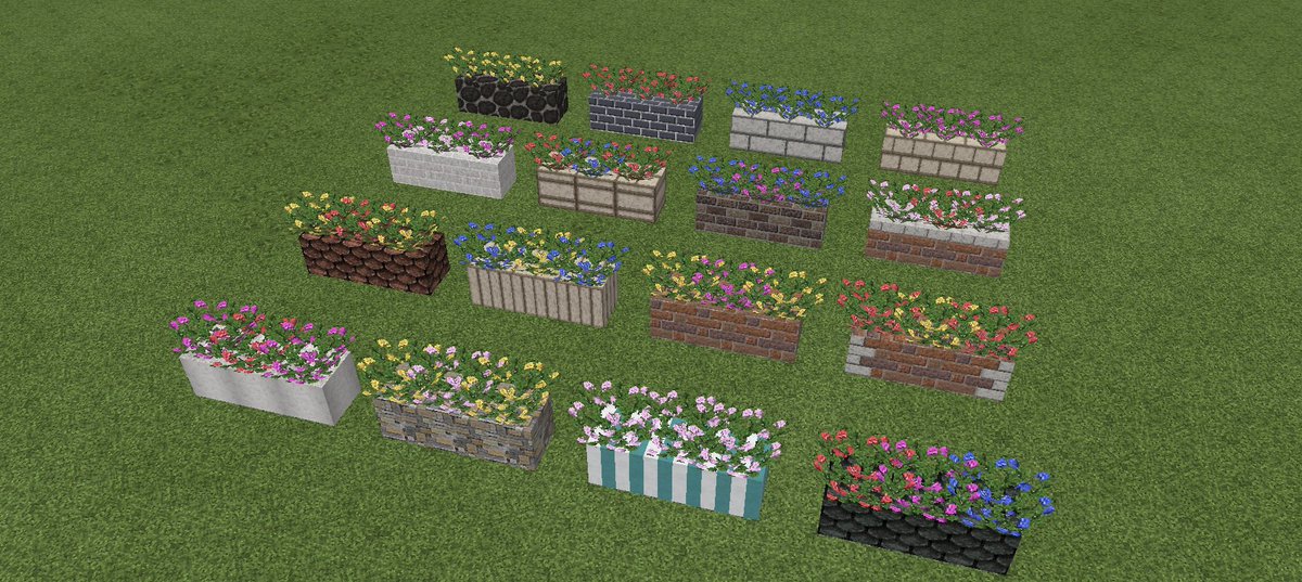 ちゅろす マケプレ制作中 Auf Twitter Retoroテクスチャ 草ブロックじゃなくても花畑は設置できるのでいろんな花壇を試作