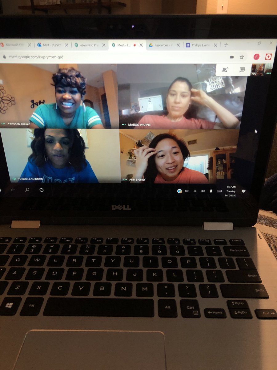 BeesonCounselor's tweet photo. School is cancelled but it doesn’t stop us from collaborating! I love learning from these ladies. We are stronger together! @FISDCounseling @PhillipsElem #elementaryschoolcounselors #elearning @zoom_us #friscoisd https://t.co/ahvPndVISw