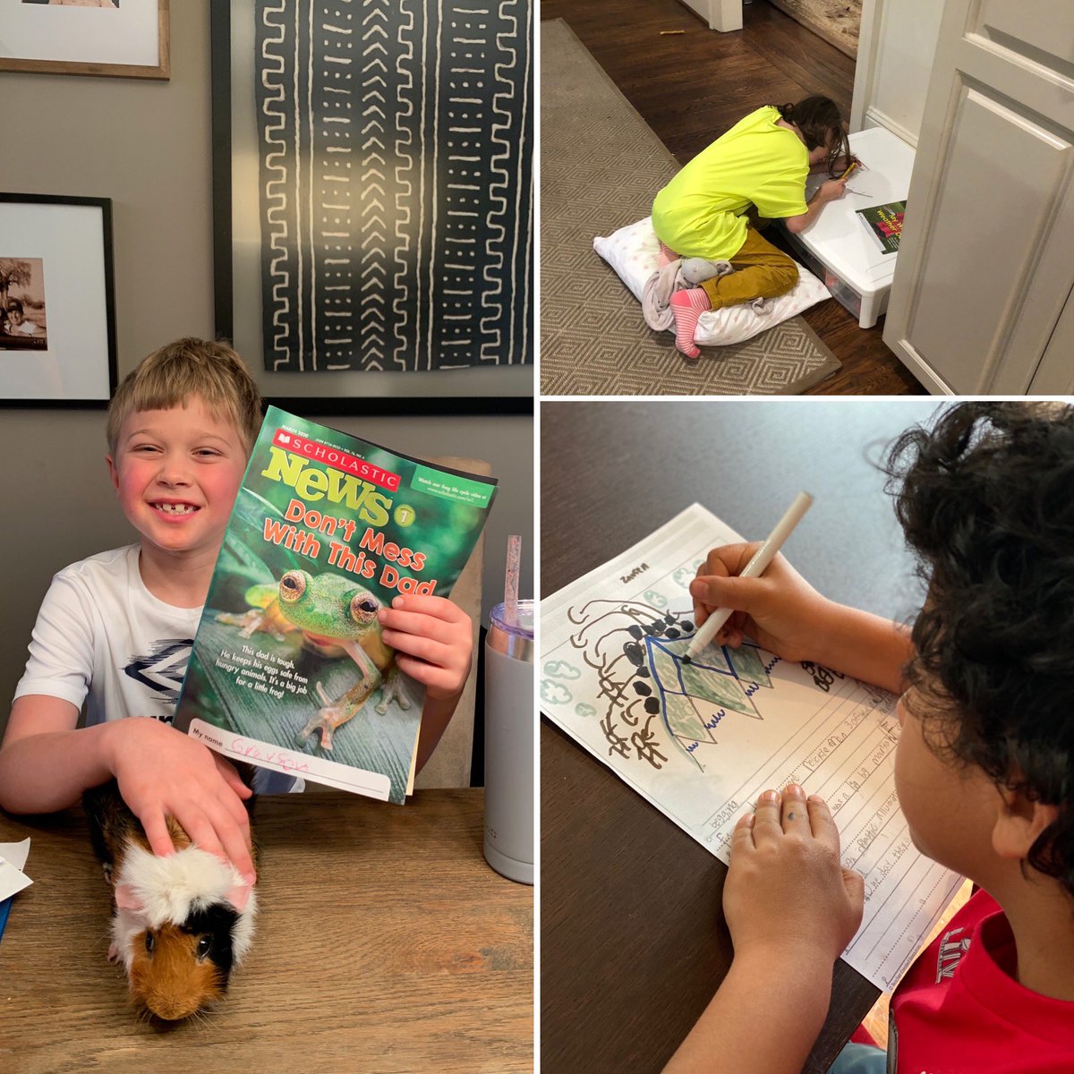 Rebatalie1st's tweet image. Look at these Virtual Learners! Even Mario is getting some reading in. Keep sending us these pictures because we miss all 20 of your smiling faces! #trinitylearns