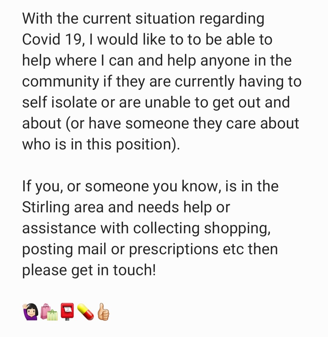 If I can help you or someone you care about in any way just get in touch #coronahelp #stirling