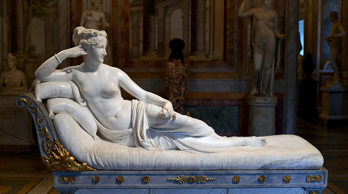 Pauline decided she wanted a sculpture of herself, posed as Venus. She sought out the Italian master Antonio Canova, who has been employed by Pope Clement XIV. Poor Canova was shocked that Pauline wanted to pose nude, but went ahead anyway.  https://www.italymagazine.com/italy/arts-and-culture/canova-moulded-paolina-s-breast