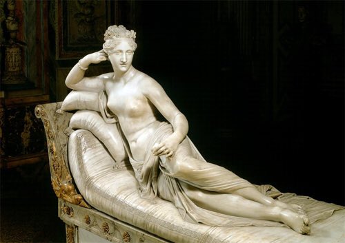 She was buried in a closed coffin and Canova’s nude statue of her was displayed in the church. The statue is now on show in the Villa Borghese, where she continues to give crowds of men the horn to this very day.