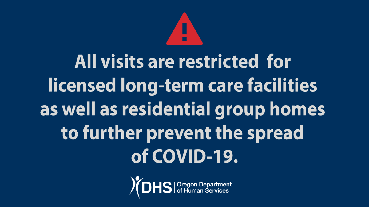 ORHumanServices's tweet photo. All visits to care facilities restricted for #COVID19  prevention

https://t.co/M7Wqhr4KB7 https://t.co/1hitSNqiPF
