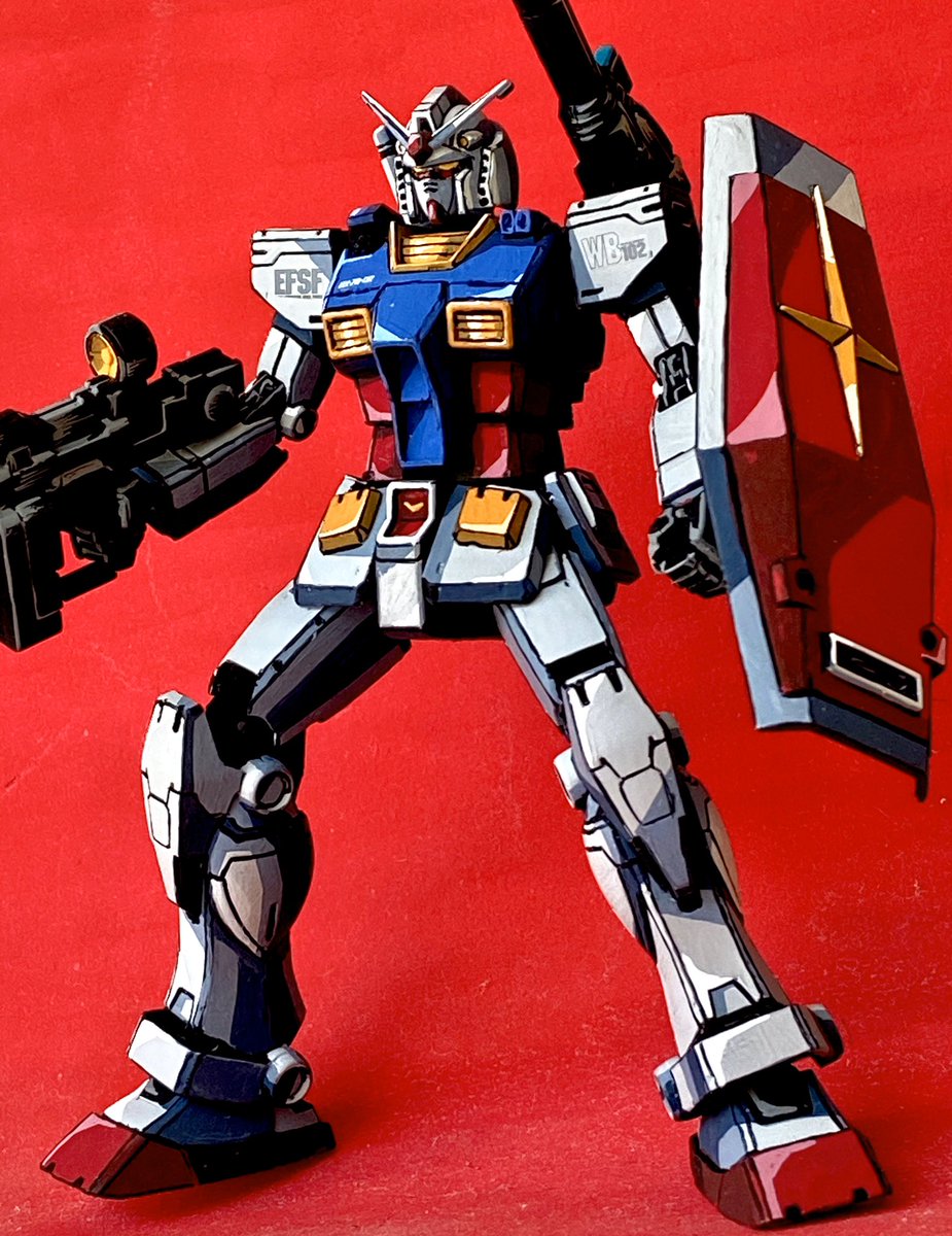 1/144 RX-78-2 オリジン版 アニメイラスト風が形になりました。 思って