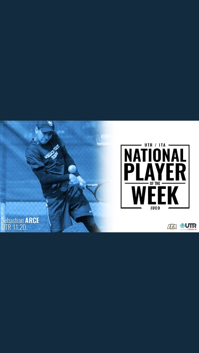 Congratulations to our very own Sebastian Arce on being named UTR/ITA National Player of the Week JUCO