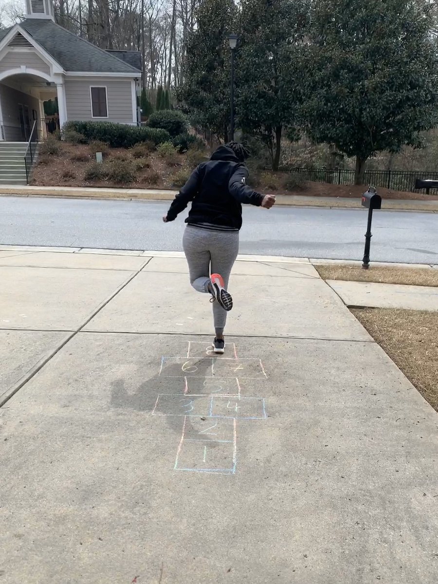 AOMard's tweet photo. Day ✌🏾!  I jumped in on hop scotch during a #AAHF work break...and ordered some old school jump ropes for tomorrow’s Double Dutch lesson! 😉 Another great day to learn and adapt! #TrinityLearns @billups5th @klyboomer @MrsSwanton @annreidyoung @kstorysquared @trinity6science https://t.co/YZfVBmz0Jh