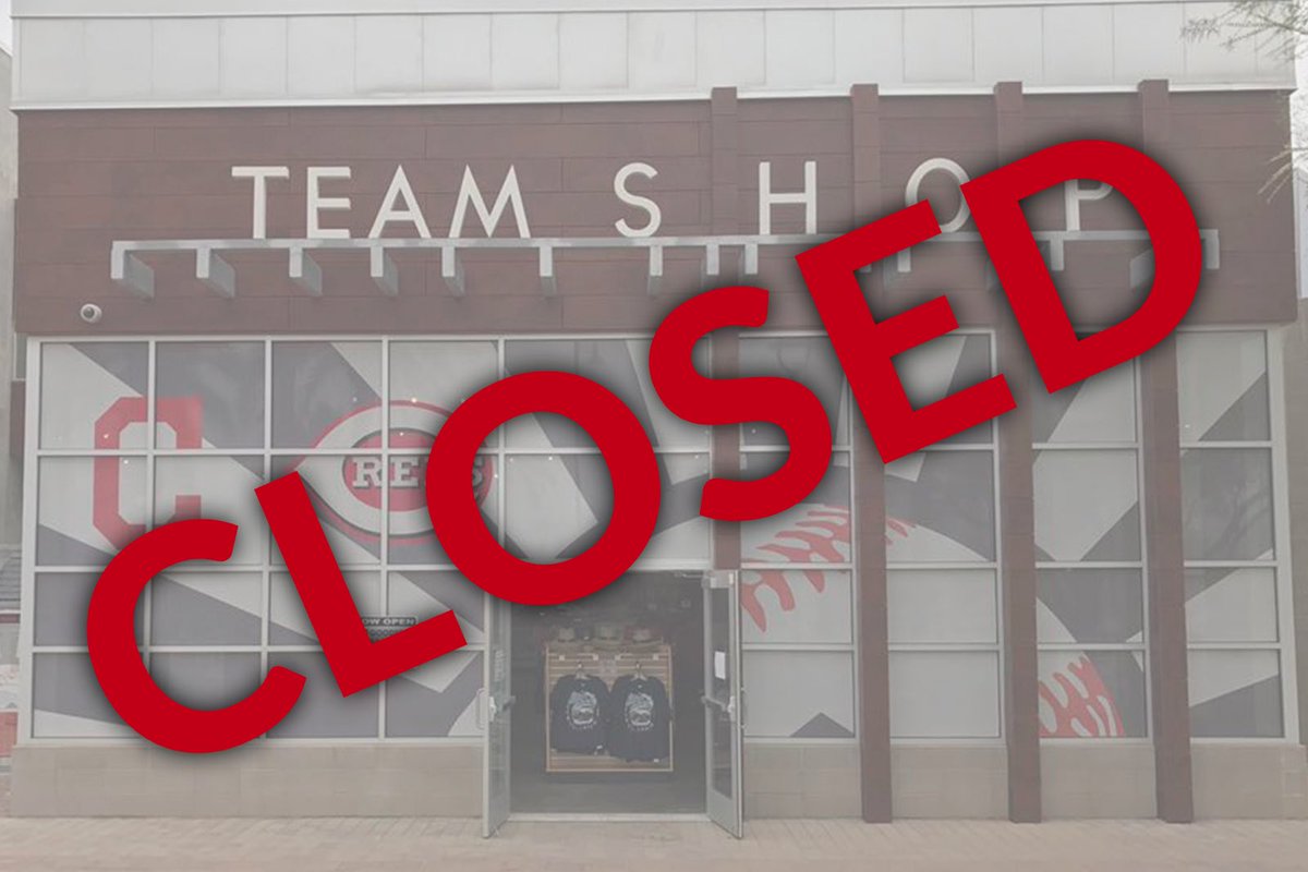 GoodyearBP's tweet photo. In the interest of the health and safety of our employees and customers, we have decided to close the Team Shop for the season as of today at 4pm. We apologize for any inconvenience. #TribeSpring #RedsST https://t.co/rfrCldGvnv