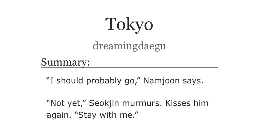 namjin-light angst- soft- one shot - i call this a rainy day read- 2.8k words http://archiveofourown.org/works/16980798 