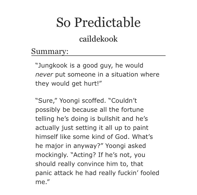 yoonkook-angst, like it’s angsty bro- there is fluff, mostly angst- jk can see the future- mentions of death- trigger warnings at chapters that require them- you will cry it’s not if it’s when- panic attacks- angst but still so good- 12 chapters https://archiveofourown.org/works/14966012/chapters/34683314