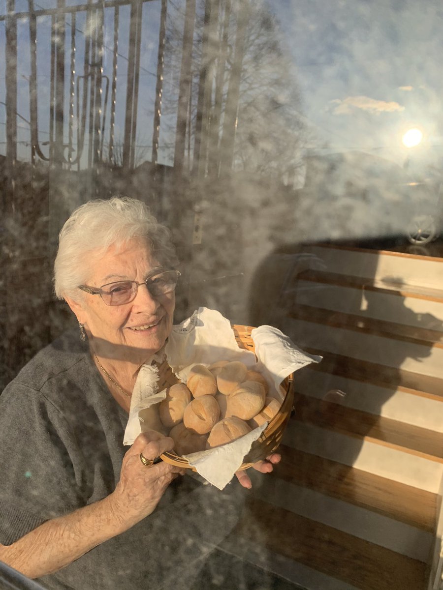 michaelcuni's tweet photo. Stopped by my grandparents house to say hi but I told them I’d only talk through the glass door. She still insisted on feeding me. https://t.co/6NpCw5Y49T