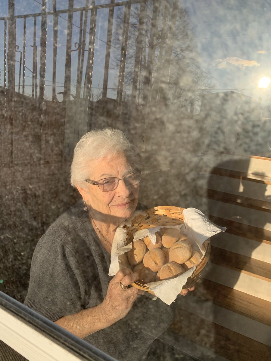 michaelcuni's tweet photo. Stopped by my grandparents house to say hi but I told them I’d only talk through the glass door. She still insisted on feeding me. https://t.co/6NpCw5Y49T