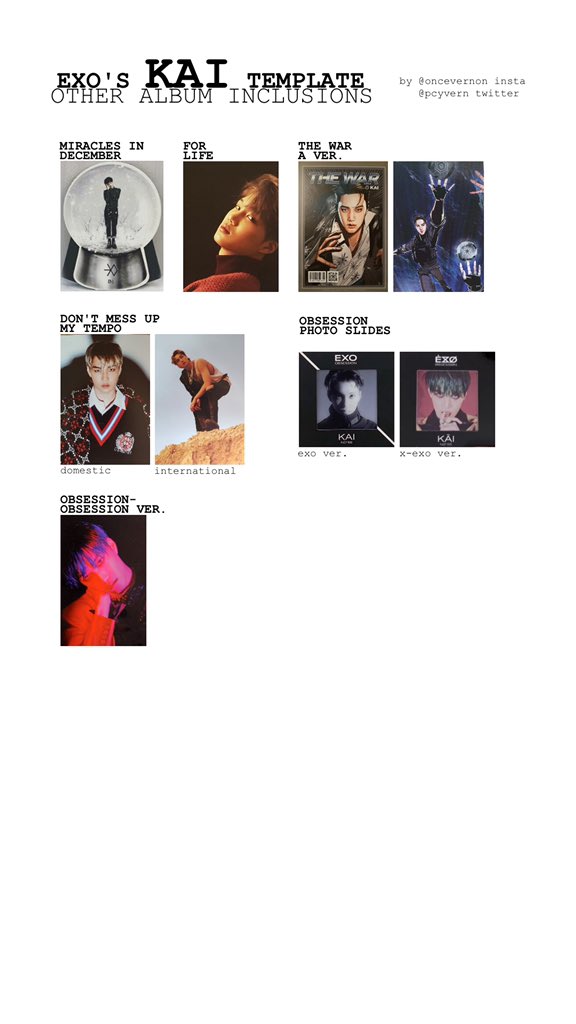 i made exo non-photocard album inclusions templates! all members over at  http://bit.ly/oncevernon 