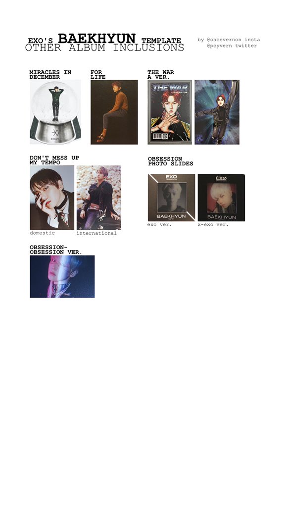 i made exo non-photocard album inclusions templates! all members over at  http://bit.ly/oncevernon 