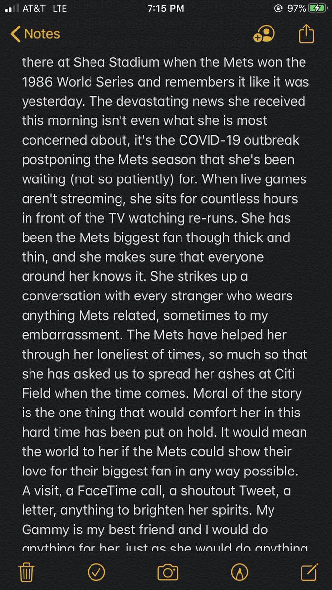 allyhenglein's tweet image. Please retweet &amp;amp; tag @Mets , it would mean the world to my Gammy💙🧡