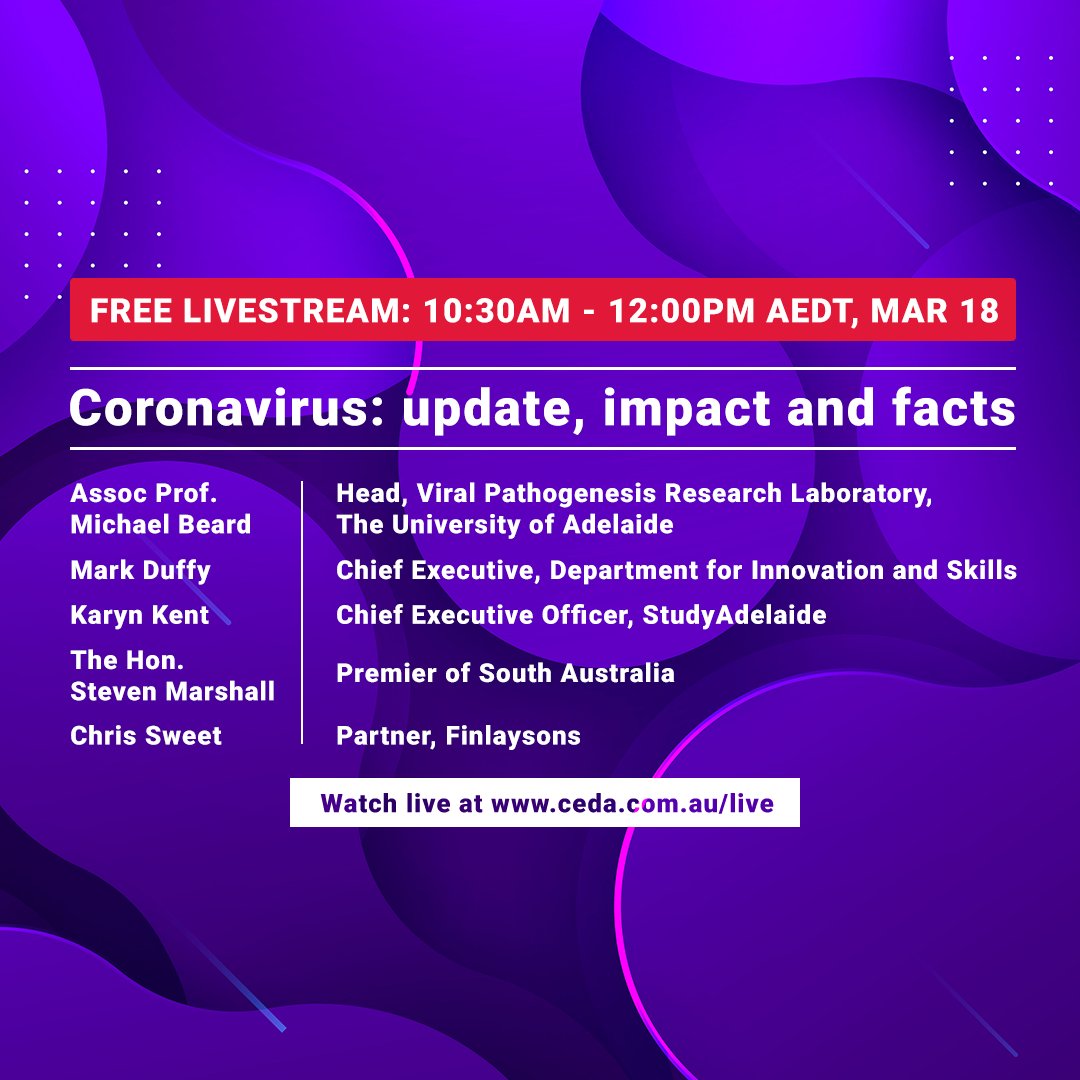 CEDA's #COVID19au event is now live, tune into the #livestream here: scienceexchange.com.au/livestream/