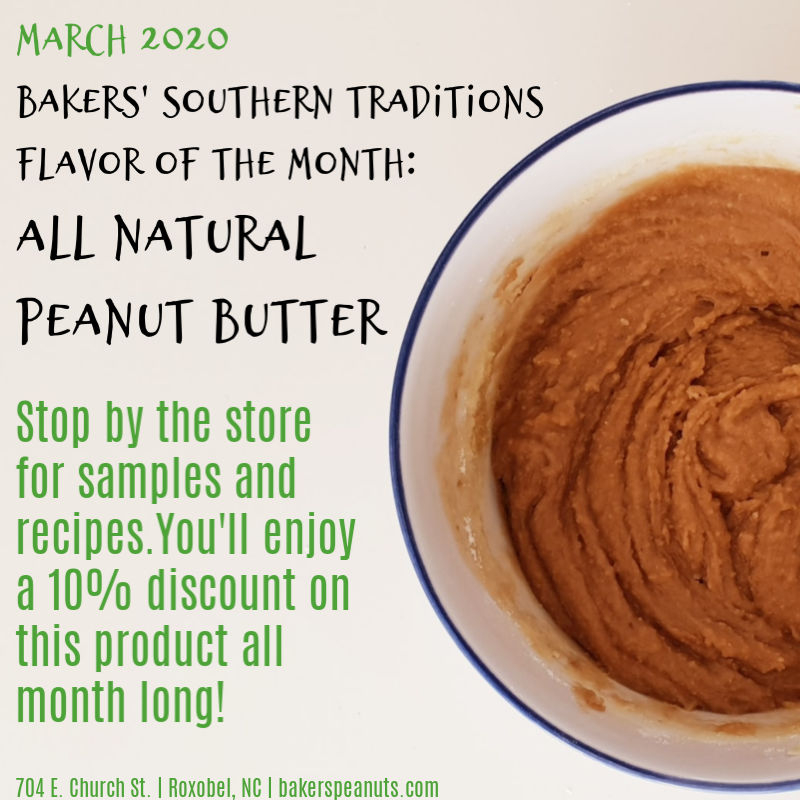 bakerspeanuts's tweet photo. This month is your chance to try our peanut butter at a discounted price. One taste, and you'll fall in love with the pure peanut flavors. #bakerspeanuts #peanutbutter #nationalpeanutmonth https://t.co/V9fEiRiDoO