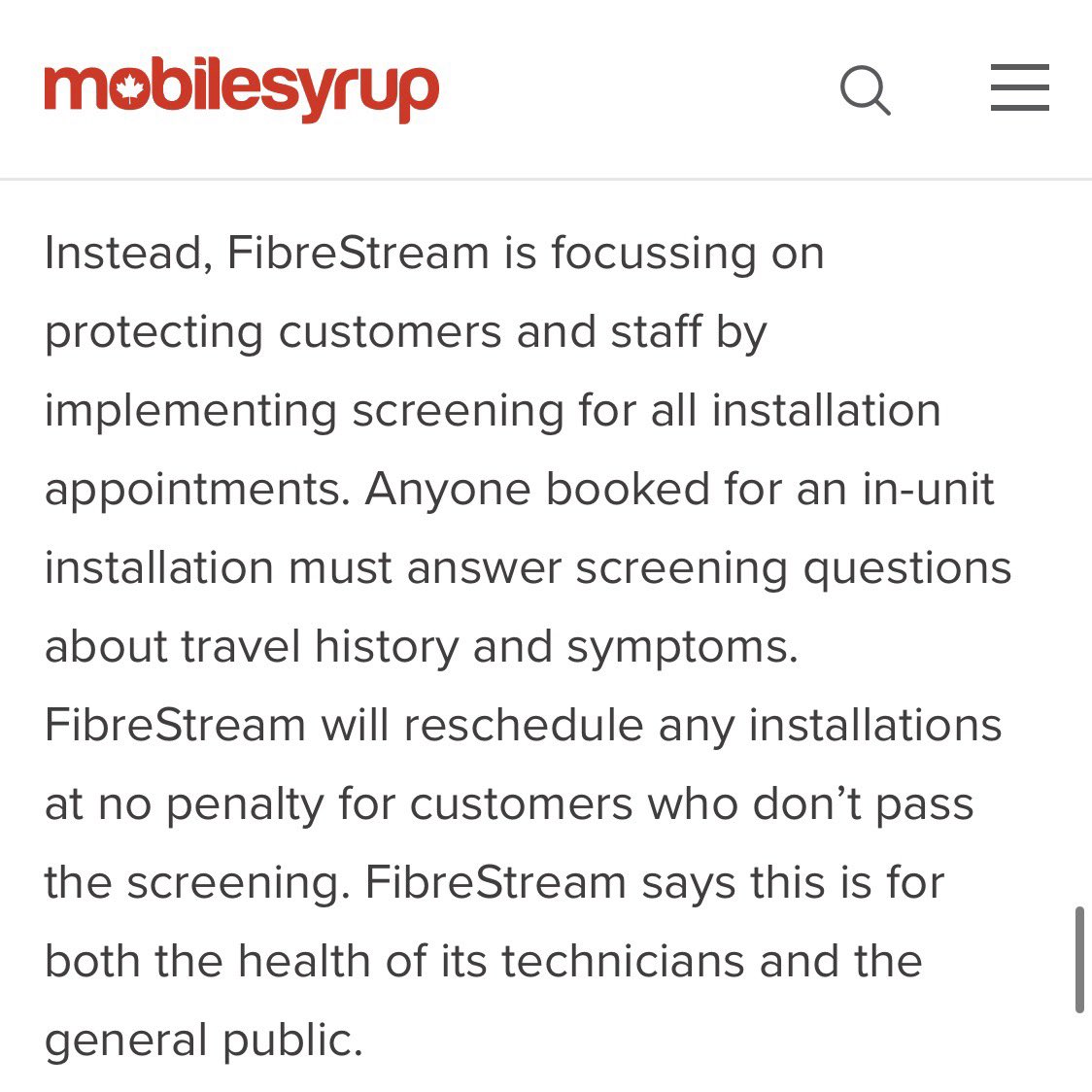 The steps we’re taking to protect the health &amp; safety of our technicians, customers, and general public. Thanks for the feature, <a href="/MobileSyrup/">MobileSyrup</a> 🙏🏼