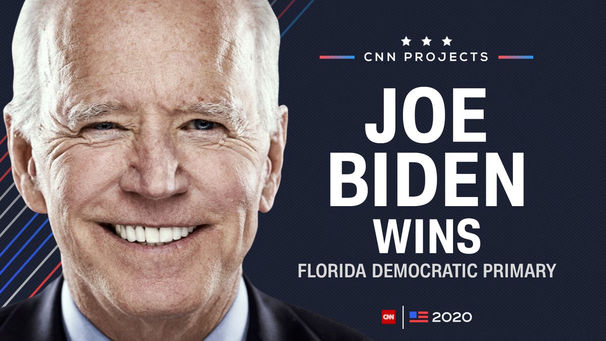 CNNPolitics's tweet photo. BREAKING: Former Vice President Joe Biden will win the Florida Democratic primary, CNN projects #CNNelection https://t.co/dmLKjRNSKt https://t.co/avXsxdqOmn