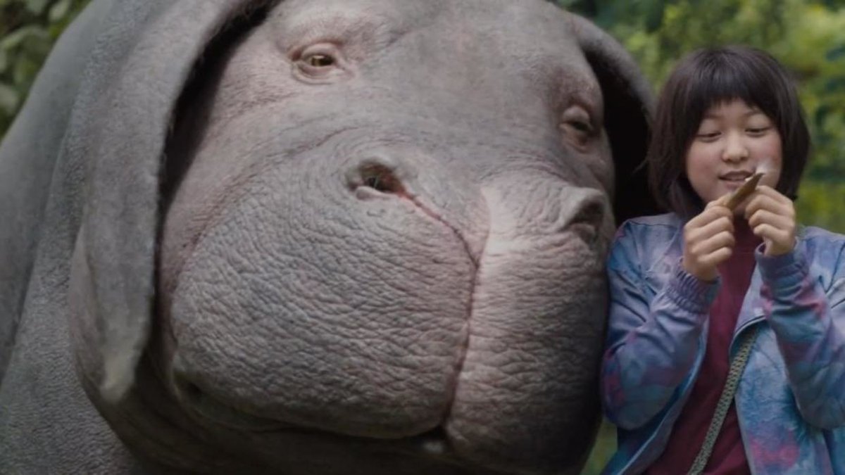 OKJA (2017) directed by bong jong ho again!! A poignant film, endearing characters, an excellent script and address a true political and humanist message, which encourages us to draw a moral teaching.AND jake gyllenhaal !!