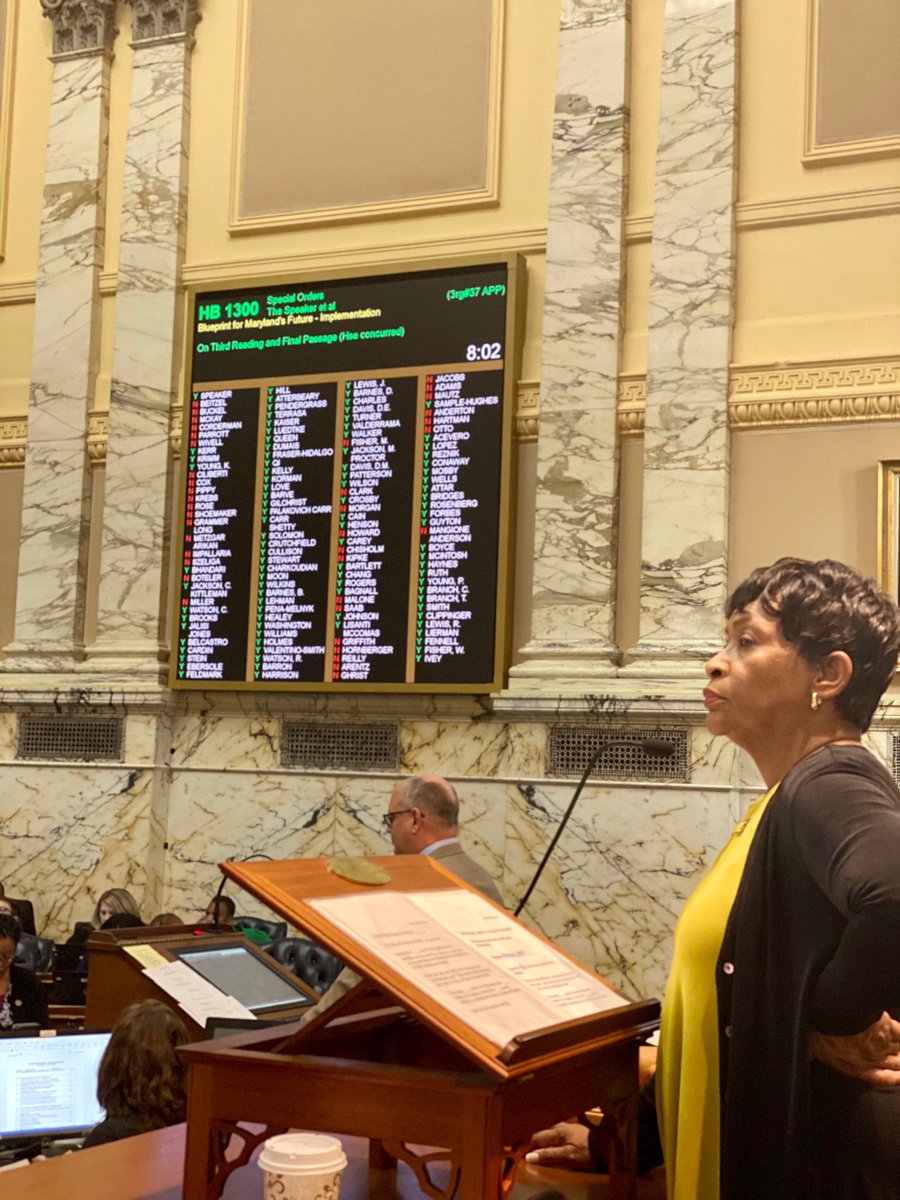 SpeakerAJones's tweet photo. This is historic - the #Blueprint4MD passes! 

Our most important duty as legislators is to leave a brighter future for our students. Tonight, we voted to uphold our commitment to our children. 

Thank you #MDGA for putting Maryland’s children first! #Working4MD https://t.co/fQMCGl2Xu8