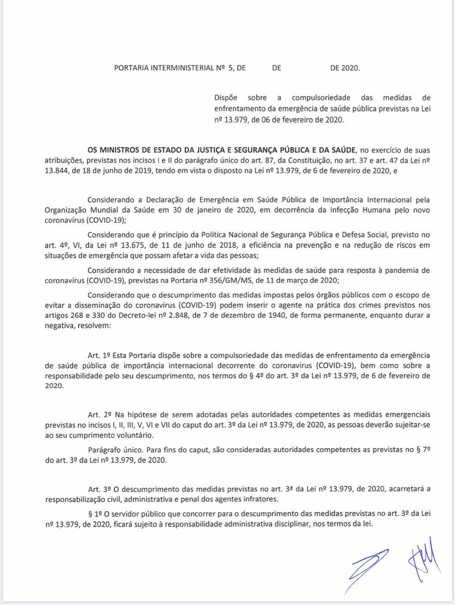 jurandifrutuoso's tweet photo. #COVID_19 - Compulsoriedade
Veja a portaria #MJ e #MScon 👇🏽👇🏽👇🏽 https://t.co/6zK91ZvRmN