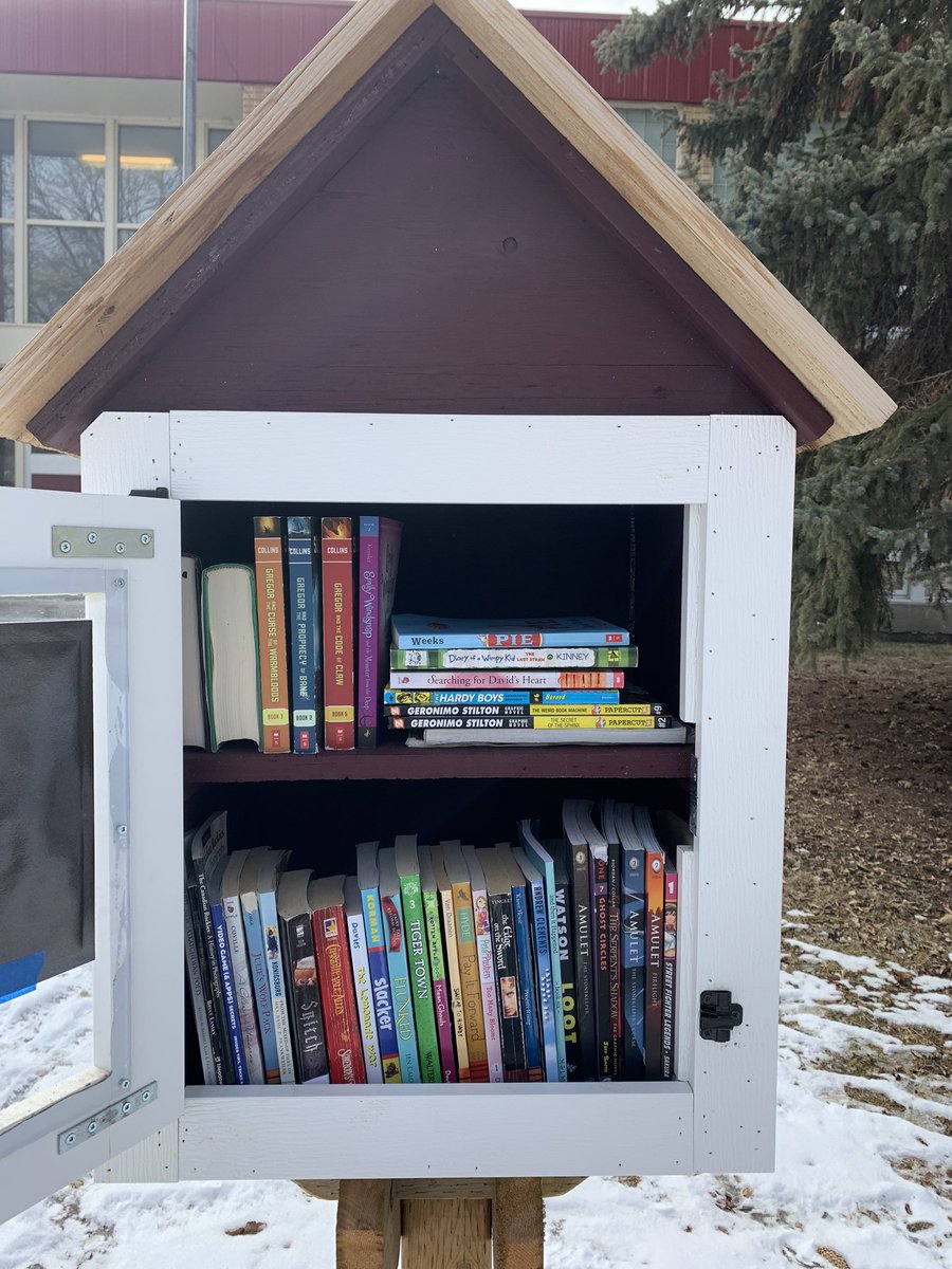 Need some sweet 📚 reads? <a href="/McVeetyRBE/">Marion McVeety</a> <a href="/RegPublicSchool/">Regina Public Schools</a> Little Library is NEVER closed. Take One. Leave One. OR Take One. Read One. Return One. Now REPEAT! 20 mins of reading is a little time that makes a BIG difference. Now go get your read on! #mcveetyreads #fullystocked