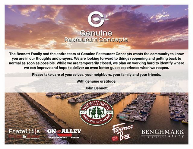 brophys's tweet image. The Bennett Family and the entire team at Genuine Restaurant Concepts wants the community to know you are in our thoughts and prayers. We are looking forward to things reopening and getting back to normal as soon as possible. While we are temporarily clo… ift.tt/2WnKUZW