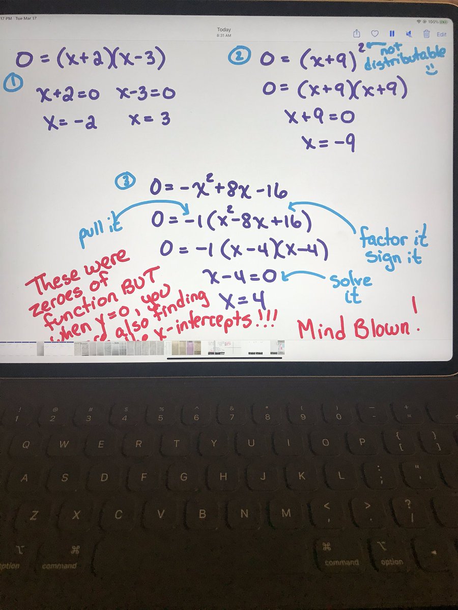 Second day of elearning have me the opportunity to create 6 videos for my students explaining the Pythagorean Theorem and Quadratic functions.  Students will get to hear me explain the concepts and see the work on the iPad paper app they are used to in the classroom! #106learns