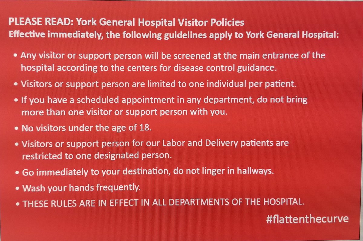 YorkGeneral's tweet photo. York General Hospital visitor policy effective 3/17/2020: https://t.co/xE6M2ylc5K