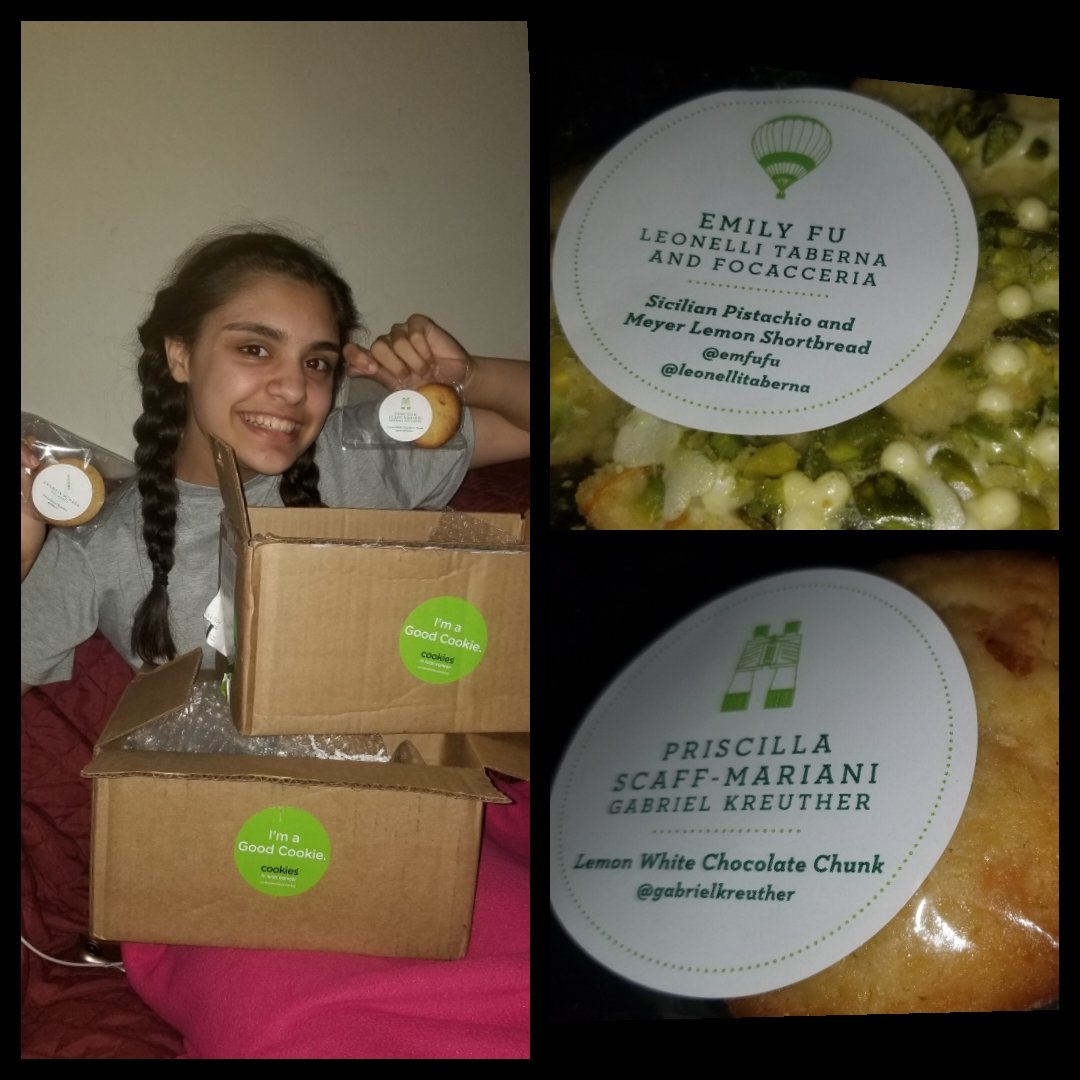 SimplySmitten1's tweet photo. @elvisduran @Cookies4Kids 
Our boxes arrived today. The birthday man's favorites so far were the S'moreIZZI from @lincolnristorante. Thank you for a treat on this quarantined St. Patrick's Day. https://t.co/iRzUD8VSVJ